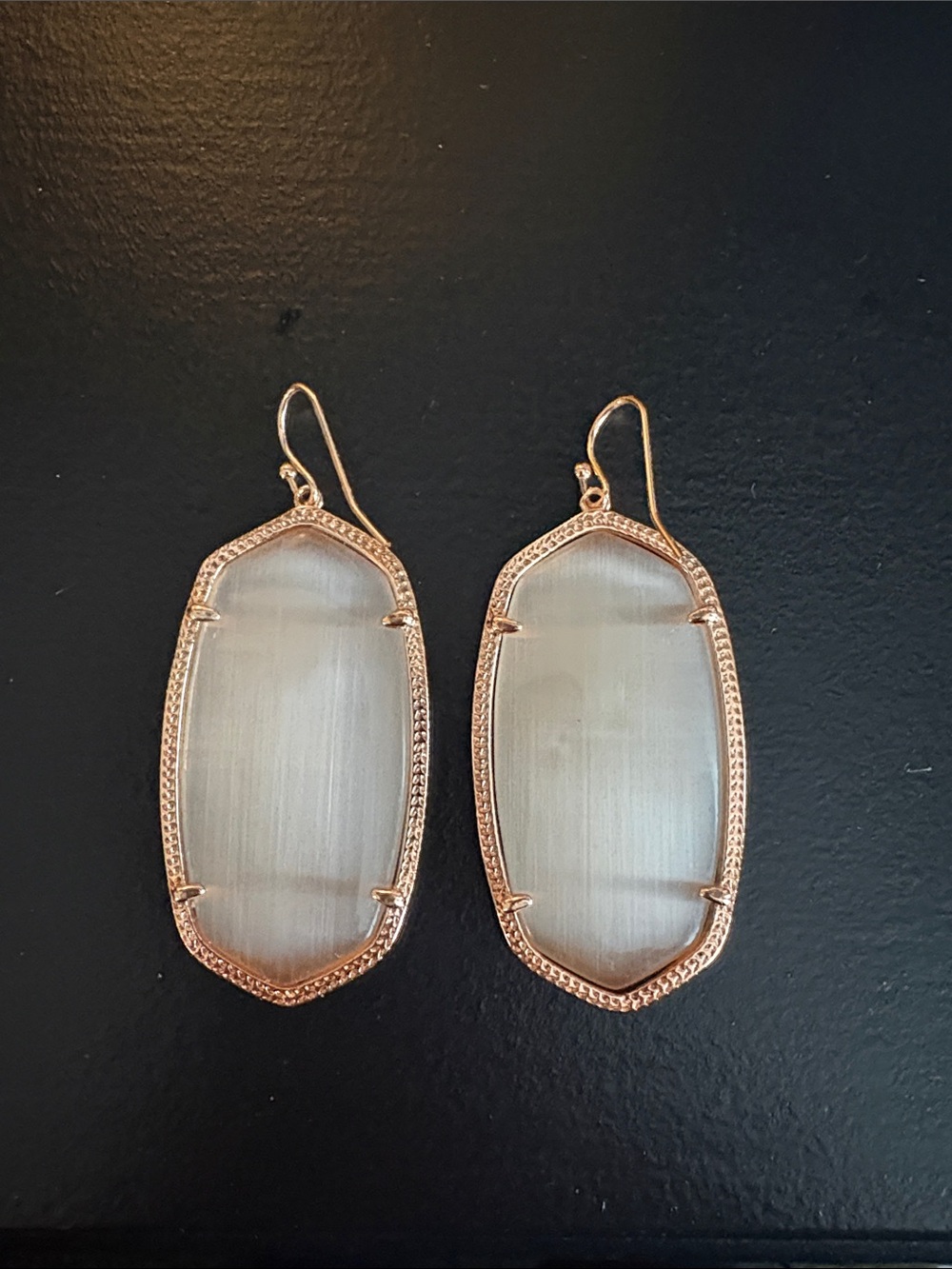 Kendra Scott Rose Gold Earrings with Opaque White Stones